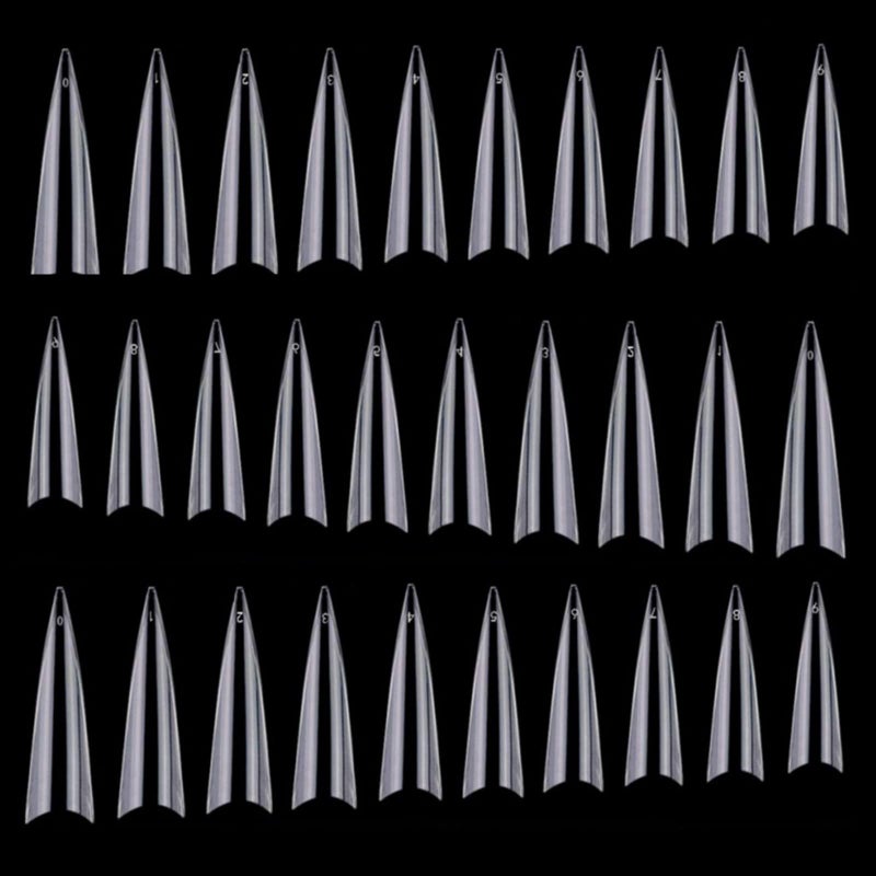 BTYMS 1200 Pieces Stiletto Nail Tips Clear Long Fakes Nails Half Cover False Nail Tips for Acrylic Nails - Image 1